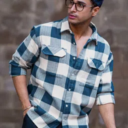 Maniac Men Other Checks Checked Cotton Comfort Opaque Casual Shirt image 4