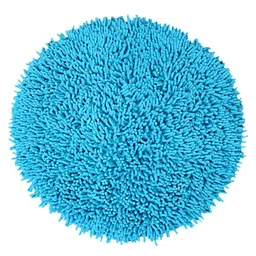 Saral Home Pure Cotton Round Shaped Shaggy Mat - Turquoise image 2