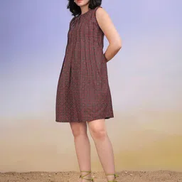 PURVAJA Women Printed Round Neck A-Line Dress image 5
