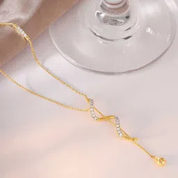 Mia by Tanishq 14KT Gold & Diamond Swerve Spark Necklace-picture-22