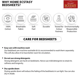 Home Ecstasy Grey & White Floral 140 TC Queen Bedsheet with 2 Pillow Covers image 5