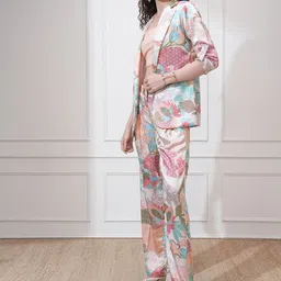 Vishudh Women Printed Blazer With Pant Co-Ord Set image 2