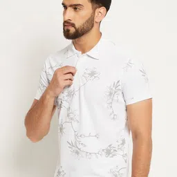 OGEN Men Floral Printed Polo Collar Extended Sleeves Pockets T-shirt-picture-43