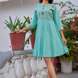 SZN Women Floral Embroidered Flared Tiered Dress-picture-35