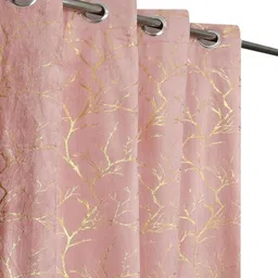 Aura Pink Abstract Velvet 2 Pieces Long Door Room Darkening Eyelet Curtain-picture-29