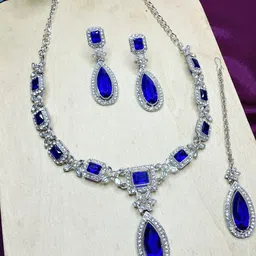 VATSALYA creation Rhodium-Plated Artificial Stones Alloy Jewellery Set image 2