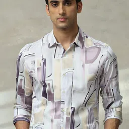 Mufti Men Slim Fit Abstract Printed Spread Collar Cotton Casual Shirt-image-97