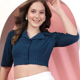 BEING NAUGHTY Women Self Design Applique Shirt Style Crop Top-picture-35