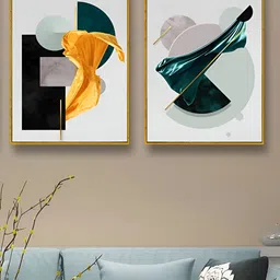 Art Street White & Green 2 Pieces Printed Canvas Wall Paintings-picture-45