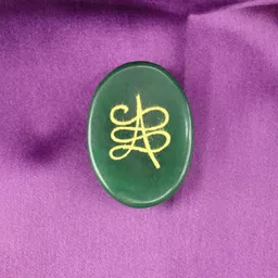 multiagate Green Jade Crystal Money Switch Word & Zibu Symbol of Prosperity Oval Shape Decorative Showpiece - 0.5 cm image 3