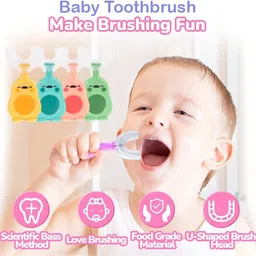 ineffabe U-Shaped Toothbrush Food Grade Material (Yellow & Green) Ultra Soft Toothbrush image 5