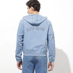 The Roadster Life Co. Typography Embroidered Hooded Denim Jacket image 4