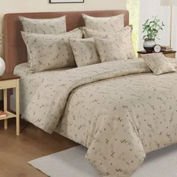 SWAYAM Brown Floral 250 TC King Bedsheet with 2 Pillow Covers image 1