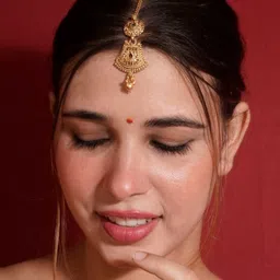 Niscka Gold Plated Ruby Emerald and Pearl Mangtikka image 3