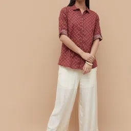 Melange by Lifestyle Ethnic Motifs Printed Shirt Collar Pure Cotton Kurti-picture-36