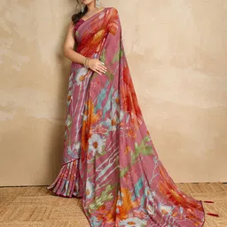 KALINI Floral Printed Zari Saree image 2
