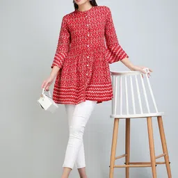 DHABHAI Print Mandarin Collar Top image 3