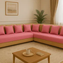 kingly Velvet 3+2 Seater L-Shape Sofa Plain Cover-picture-17