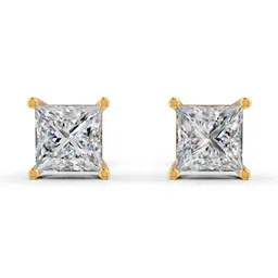 Forever Jewels 14K Yellow Gold Plated 2Ct Princess Cut Moissanite 4 Prong Stud Earrings-picture-22