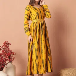 Raiyani Enterprise Women Tie and Dye Cotton Fit & Flare Midi Dress-image-91