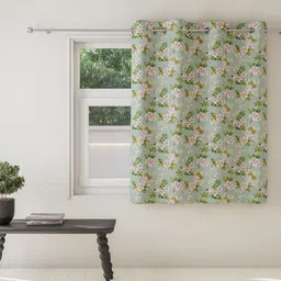 DDecor Pink & Green Floral Printed Room Darkening Window Curtain-picture-23