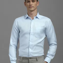 Louis Philippe Men Slim Fit Spread Collar Solid Cotton Formal Shirt-image-79