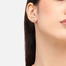 styledose Sterling Silver Artificial Stones Studded Butterfly Quirky Drop Earrings image 3
