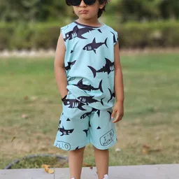 YK Boys Printed Round Neck T-shirt With Shorts image 5