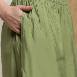 Globus Women Embroidered Empire Sequinned Kurta with Palazzos & With Dupatta image 2