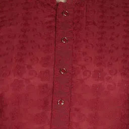 SG YUVRAJ Boys Floral Embroidered Mandarin Collar Chikankari Khadi Kurta image 2
