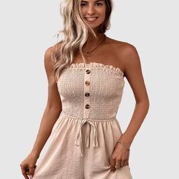 Outzidr Strapless Smocked Detail Polyester-picture-41