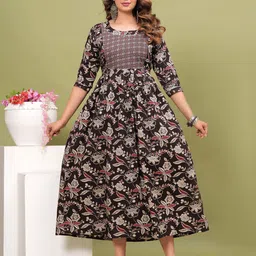 FASHDHUN Women Ethnic Motifs Printed Round Neck Cotton Anarkali Kurta-picture-26