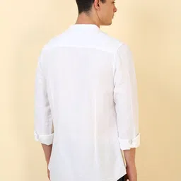 Allen Solly Men Solid Spread Collar Linen Casual Shirt image 3