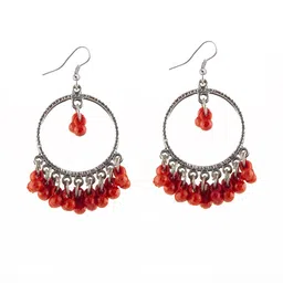creative frogs Combo Silver Oxidize Sky Blue & Red Earrings for Girls image 3