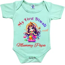 Cute Pals Infants My First Diwali With Mummy & Papa Printed Cotton Bodysuit-image-50