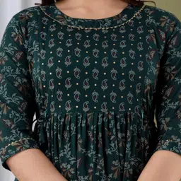 Ashvy Floral Printed Round Neck Fit and Flare Maternity Ethnic Dress image 4