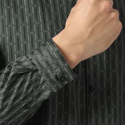 V Dot Slim Fit Geometric Printed Pure Cotton Formal Shirt image 3