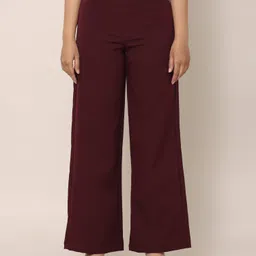 URBAN POCHE Women Relaxed Straight Fit High-Rise Trousers-image-78