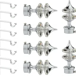 gloxy Silver Rod Rail Bracket, Curtain Knobs, Curtain Hooks, Curtain Rods Metal-picture-21