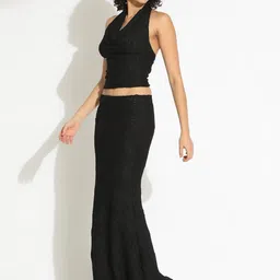 SHOWOFF Women's Black Top and Skirt Co-Ords Set image 5