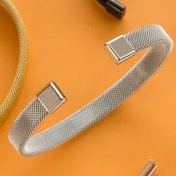 VAGHBHATT Stainless Steel Sterling Silver Cuff Bracelet image 1