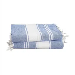 LANE LINEN Blue & White 2 Pieces Striped Pure Cotton Beach Towels-image-91