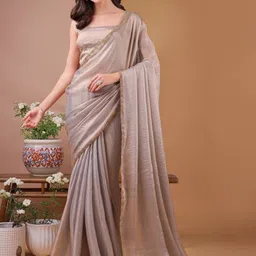GHAN SALS Solid Saree with Blouse Piece image 2