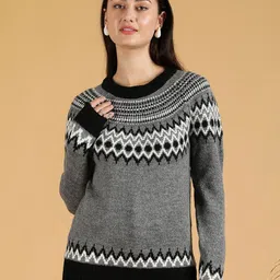 Kotty Women Geometric Design Cotton Cardigan-picture-35
