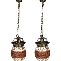 1ST TIME Brown & White 2 Pieces Textured Abstract Shaped Ceiling Lamp-picture-11