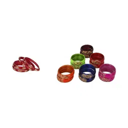 SOMIL Set Of 16 Artificial Stones Studded & Beaded Bangles-image-98