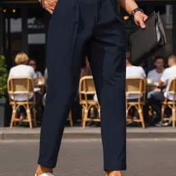 BROADSTAR Men Smart Slim Fit Easy Wash Pleated Korean Trousers-image-88