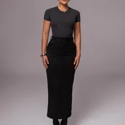 Bee Boe Bee Aurora Collection Rustic Suede Black Maxi Skirt image 4