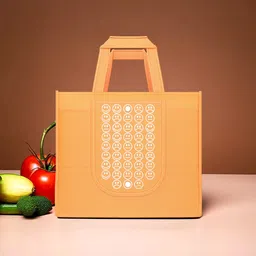 heart home Pack of 3 Smile Foldable Shopping Bags For Women | Orange, Green & Red image 2