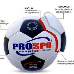 prospo Water Resistant Leather Football/Soccer Ball Size#5(4ply) (white and black) Football - Size: 5-picture-10